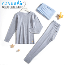 Germany Shuya childrens thermal underwear Boys double-sided thin velvet base autumn clothes autumn pants suit 37-17704W