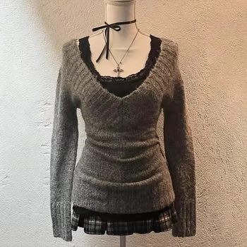 V-Neck Sweater Cross-Border Trendy New Striped Warm Fashionable Casual Comfortable V-Neck Pullover Sweater