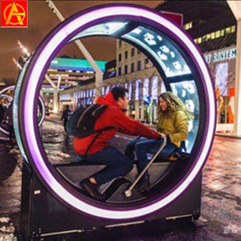 Led glowing swing boat beauty sculpture lamps interactive square game props outdoor activities display round lamp