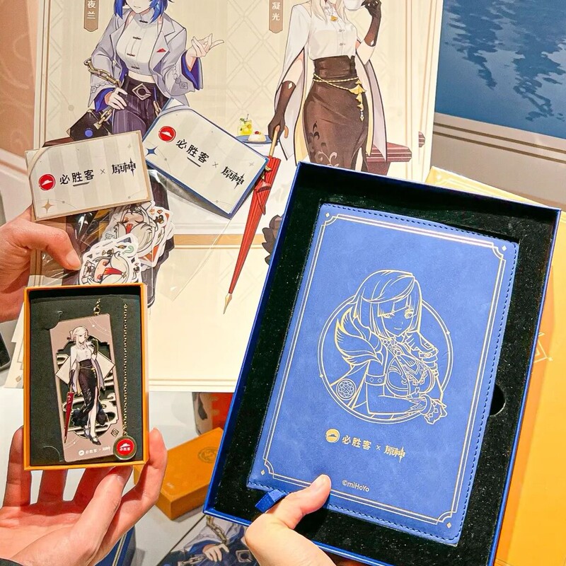 Pizza Hut Collaboration Genshin Impact Merchandise Metal Bookmarks Yelan Ningguang Planner Amber Yoja Cup Stickers Authentic