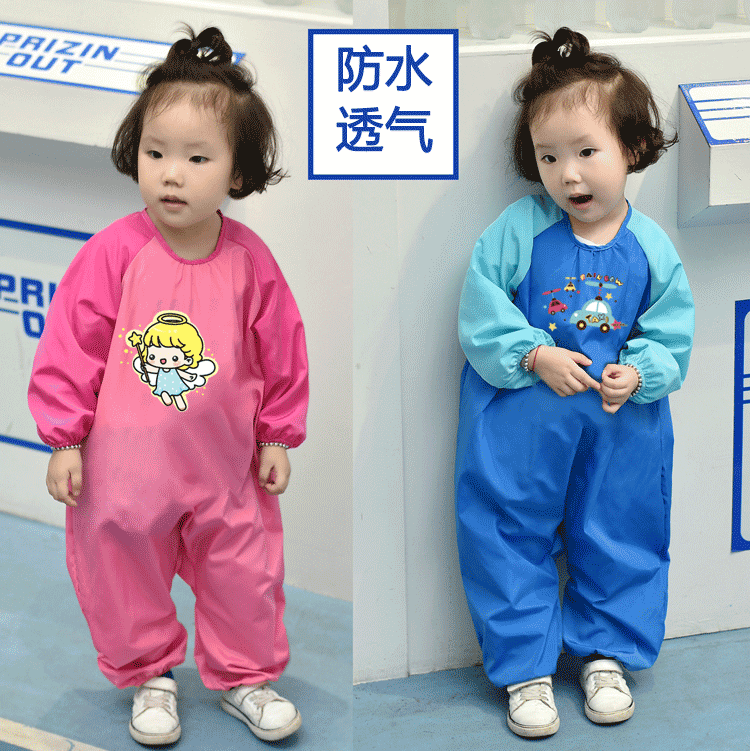 Children's coverall full body waterproof and dirty ha clothes male and female baby crawling suit long sleeve baby crawl suit outside wear