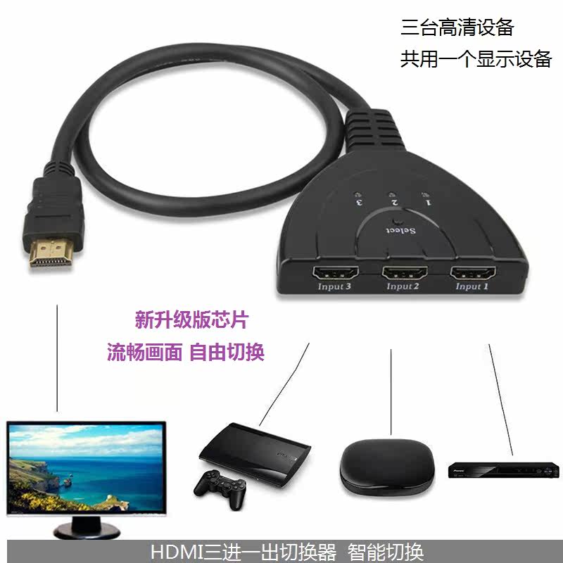 HDMI switcher 3 in 1 out HDMI 2 in 3 in 1 out HD switch set-top box TV monitor