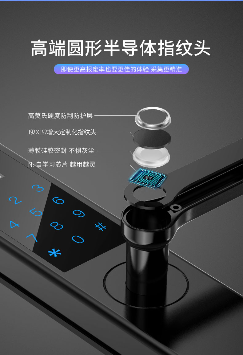 耐久 家用指纹锁 电子密码锁 图3
