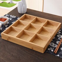 Nine Palace Lattice Trays Hot Pot Three 46 Nine Miyagi Cutlery Sushi Cuisine Wood Parquet Pan Multidivided-made Bamboo Snack