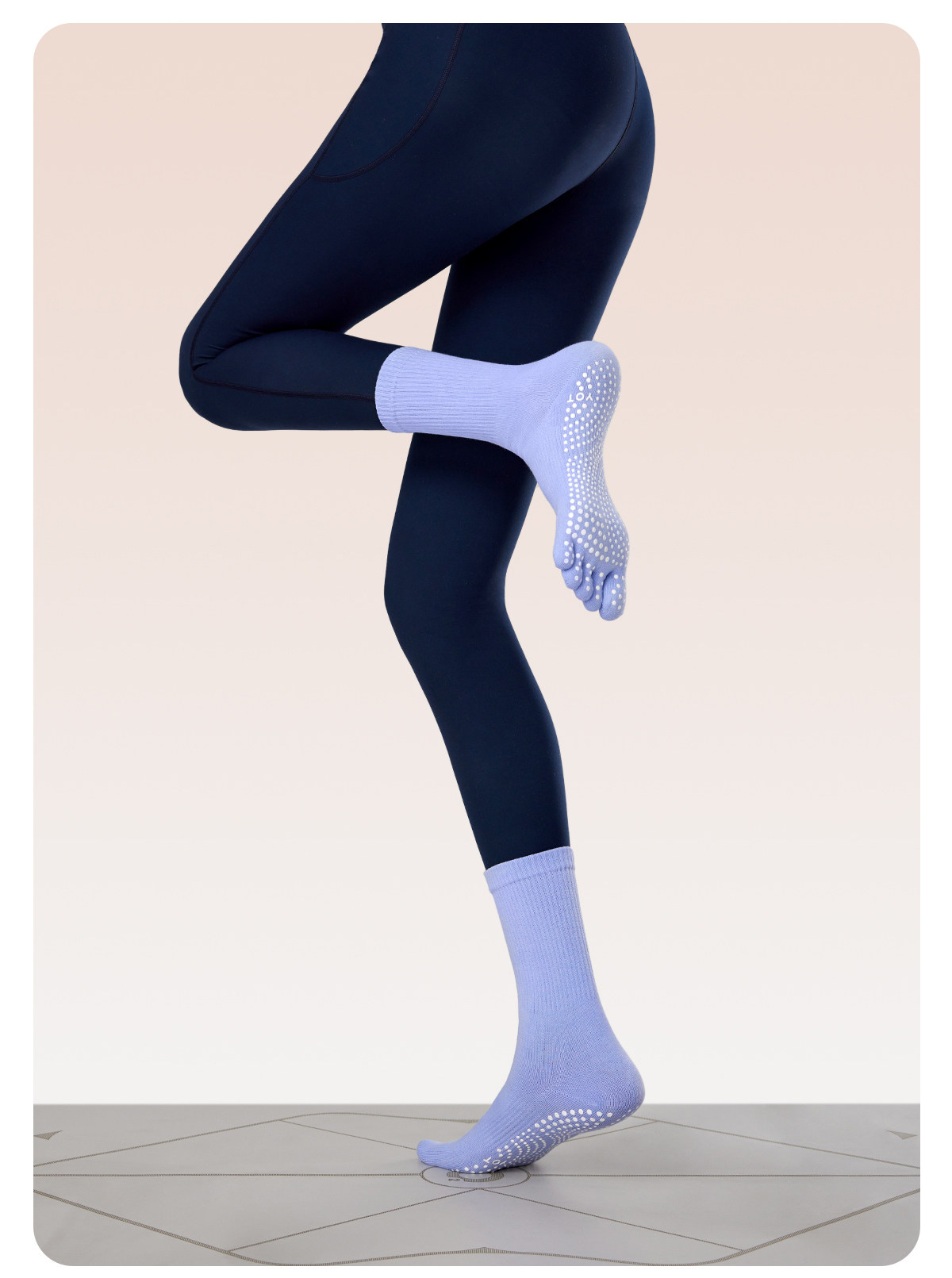 Носки 瑜伽袜女专业普拉提袜止滑袜中筒袜子瑜伽运动健身春夏新款五指袜 Yottoy