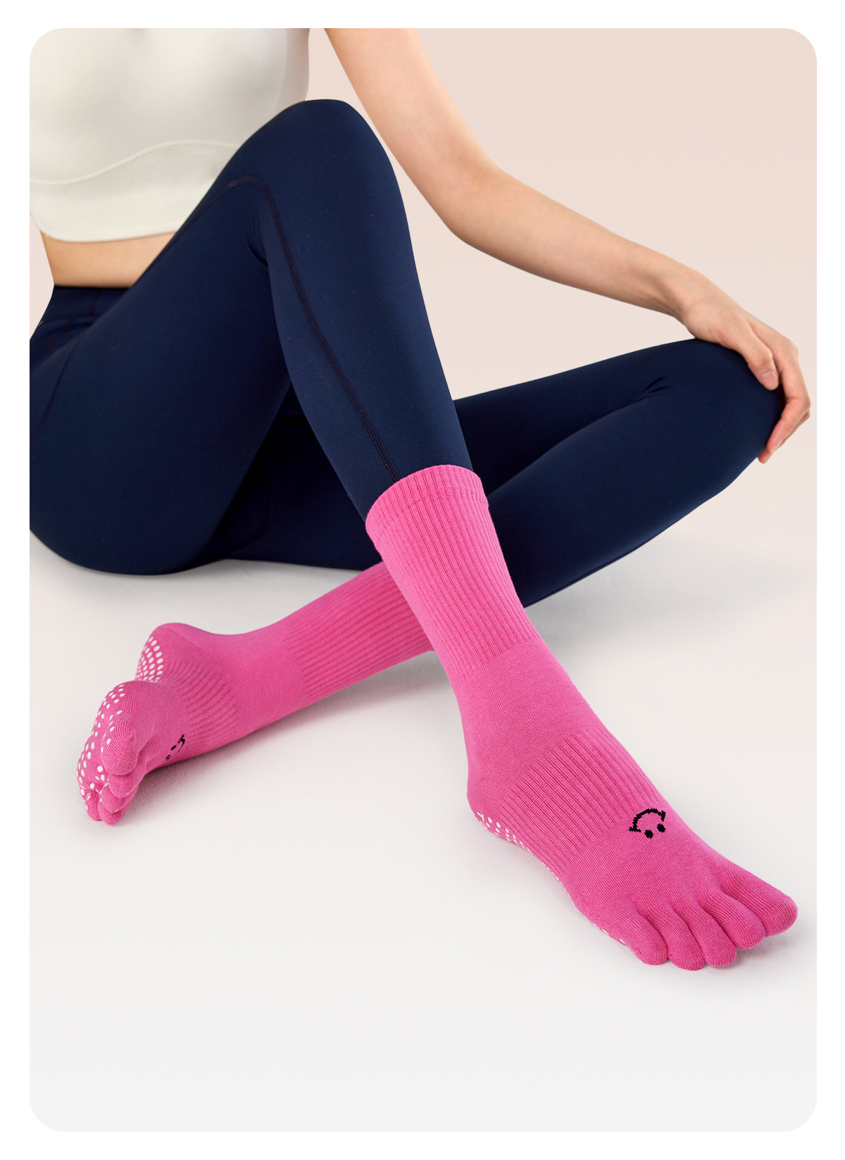 Носки 瑜伽袜女专业普拉提袜止滑袜中筒袜子瑜伽运动健身春夏新款五指袜 Yottoy