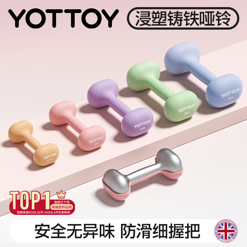 Yottoy Small Dumbbells for Women's Fitness, Home Barbell 2kg, Pair of Kettlebells, Solid Cast Iron Kettlebells for Men's Exercise