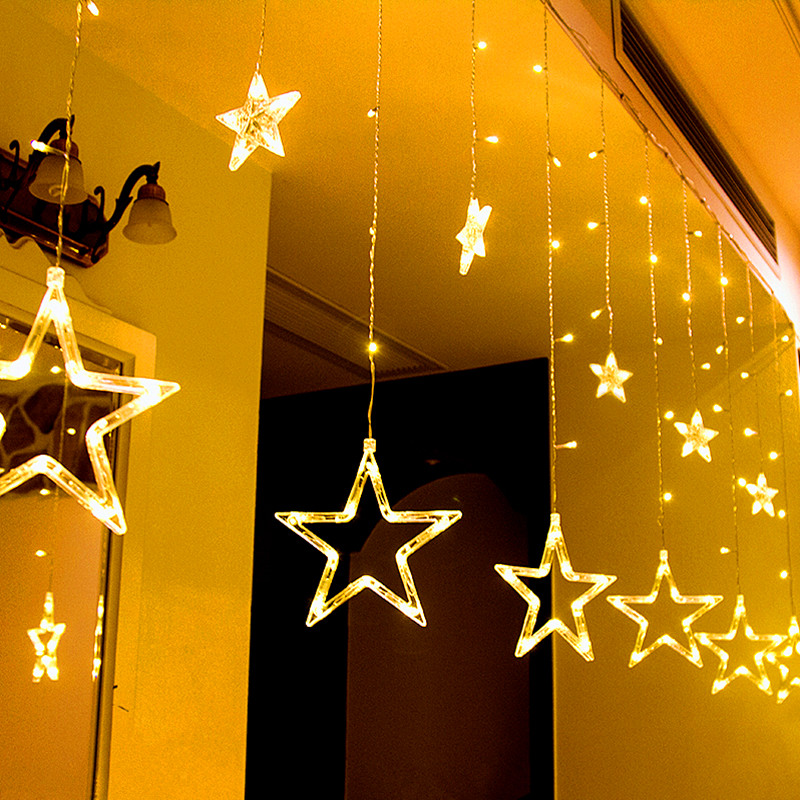 Led star lights colour lights flashing lights curtains light curtains waterfall New Year's net red Dormitory Rooms Bedrooms Decorative Romance-Taobao