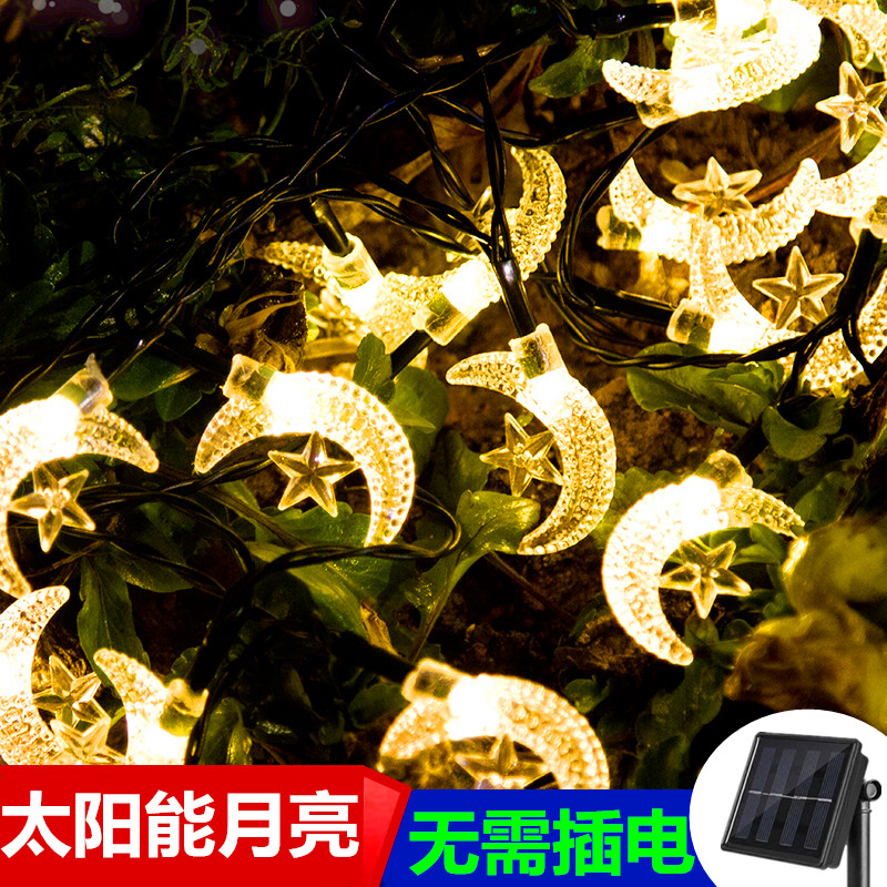Solar Moon LED String Lights Small Colored Lights With Colorful Flashing Outdoor Waterproof Garden Home Decorative Lights