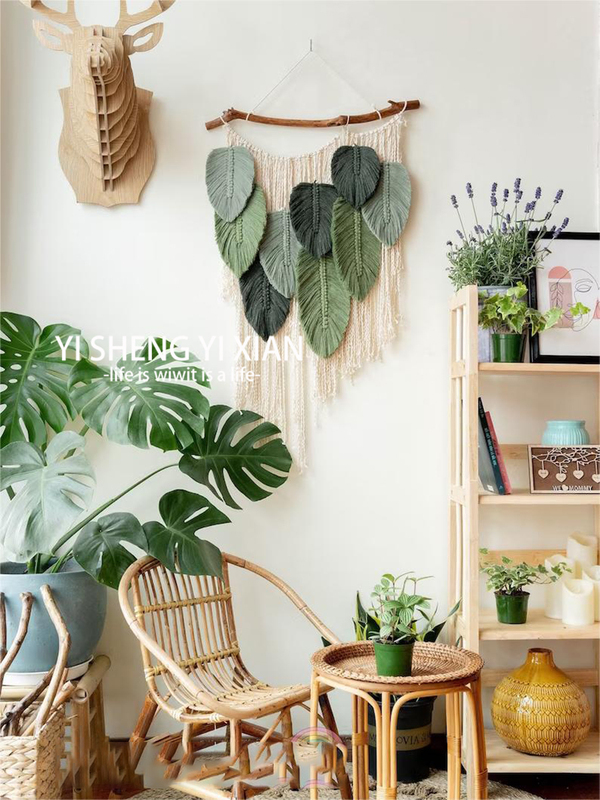Hand-Woven Tapestry Forest Style Large Leaf Style Background Wall Decoration Meter Box Covering Art Tapestry B&B Hanging Decoration