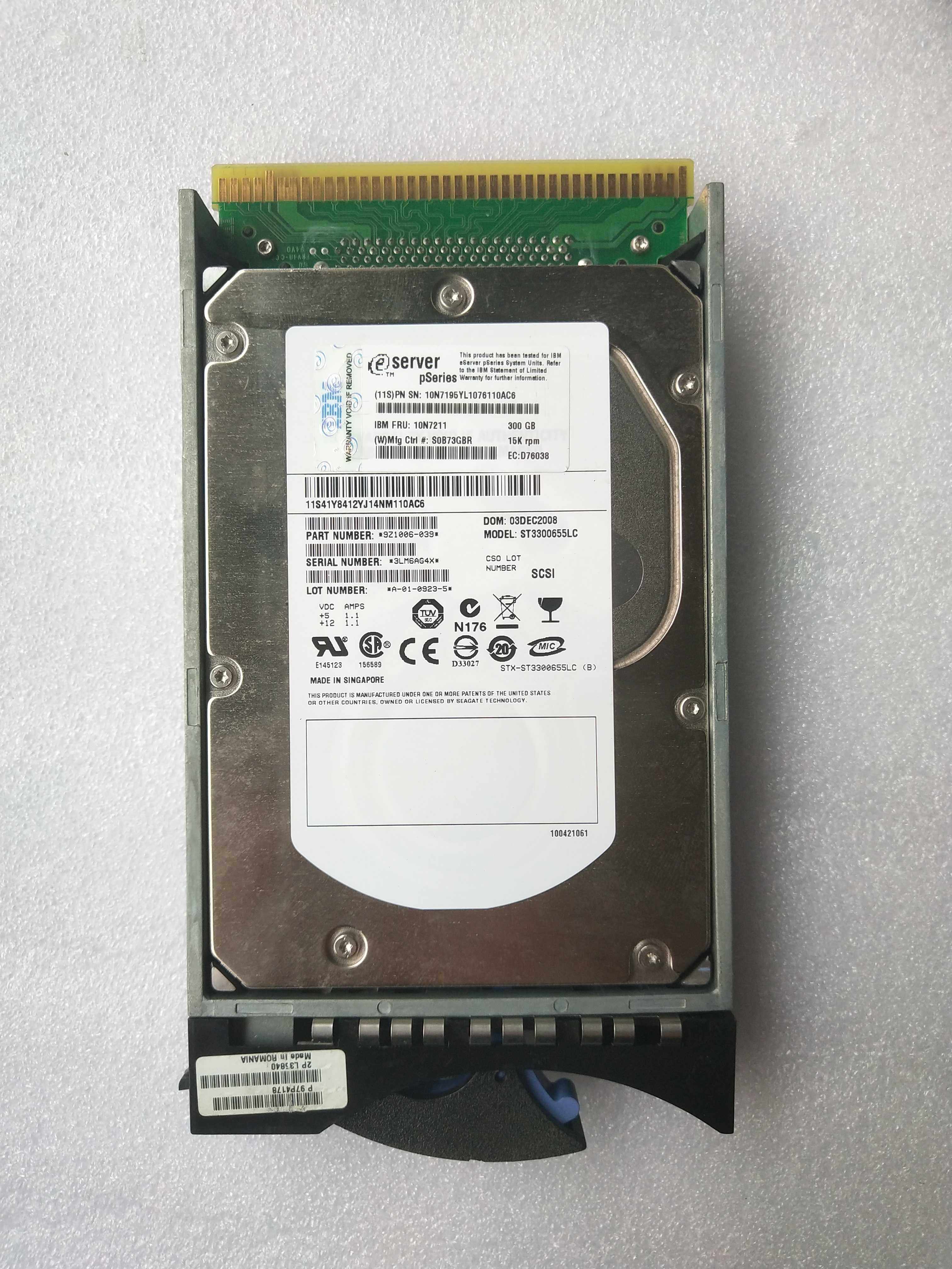 IBM 3585 SCSI 300G 15K 10N7211 10N7195 03N5270 ST3300655LC