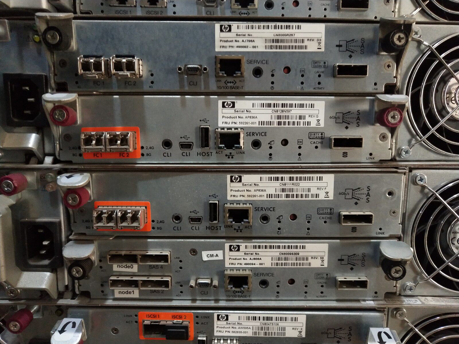 HP P2000G3 MSA Fiber Optic Controller AP836A 592261-001 AP836B 592261-002