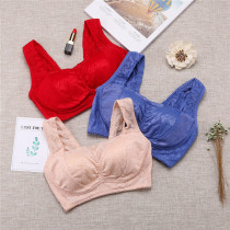 Brand special offer no steel ring thin big chest small underwear summer lace anti-light adjustment bra vest bra