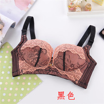 Brand special clearance B cup thickened rimless bra small chest gathered side deep V lace adjusted underwear