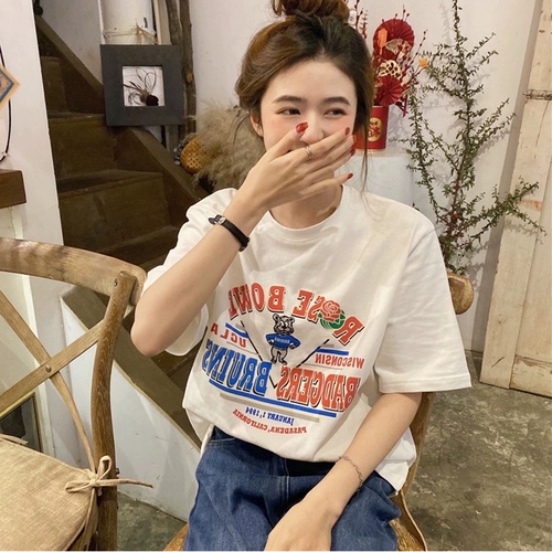 Tide, летняя белая дизайнерская футболка, короткий рукав, круглый воротник, тренд сезона, в американском стиле