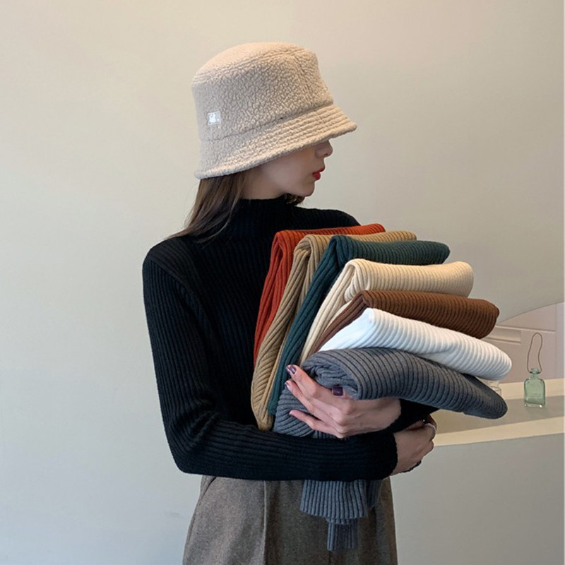 Half-high-collar weaves knitted and winter new thick sweater tight thin design and gas tops