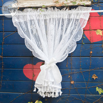 Lace Yarn American Field Garden Free to punch short yarn curtain method Decorative Half Curtain Door Curtain White Kitchen Cabinet Partition Curtain