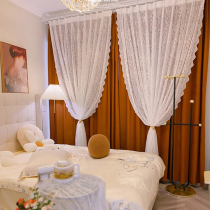 Net Red Ins Eurostyle Nail Beads Embroidery Lace-style Light Extravagant Curtains Princess Wind Bedroom Floating Windows Wavy edge