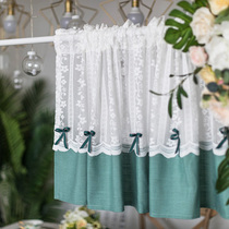 Door Curtain Partition Curtain American Countryside Coffee Cord Fabric Curtain Perforated Bedroom Toilet Kitchen Semi-Curtain Short Curtain Cabinet Curtain