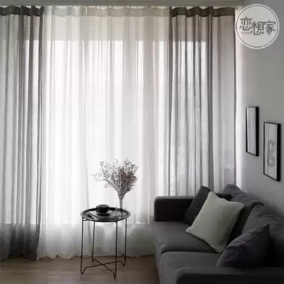 Simple modern white cotton and linen curtain screen curtain Nordic ins wind bedroom partition gray linen floor-to-ceiling screen curtain