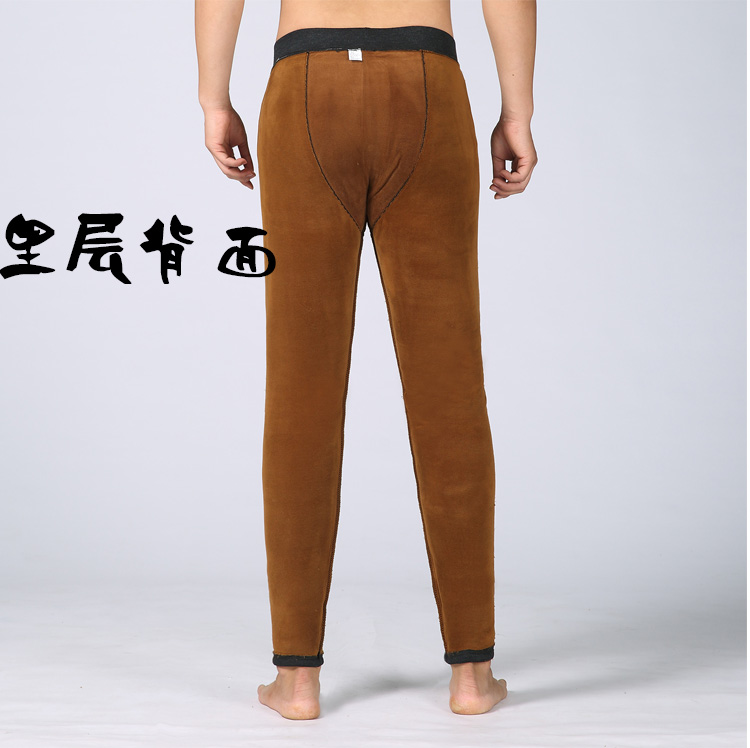 Quần nam mùa thu và mùa đông cộng với nhung dày cạp cao quần legging nam ấm quần đen chân mùa đông mặc quần nhung quan jean nam
