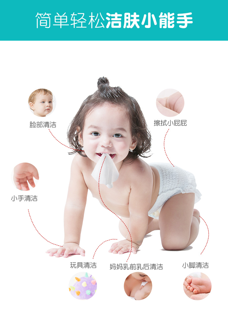 Palm em bé lau tay cầm túi nhỏ cầm tay lau giấy sơ sinh em bé lau ướt 10 bơm * 30 túi - Khăn ướt khăn ướt mamamy
