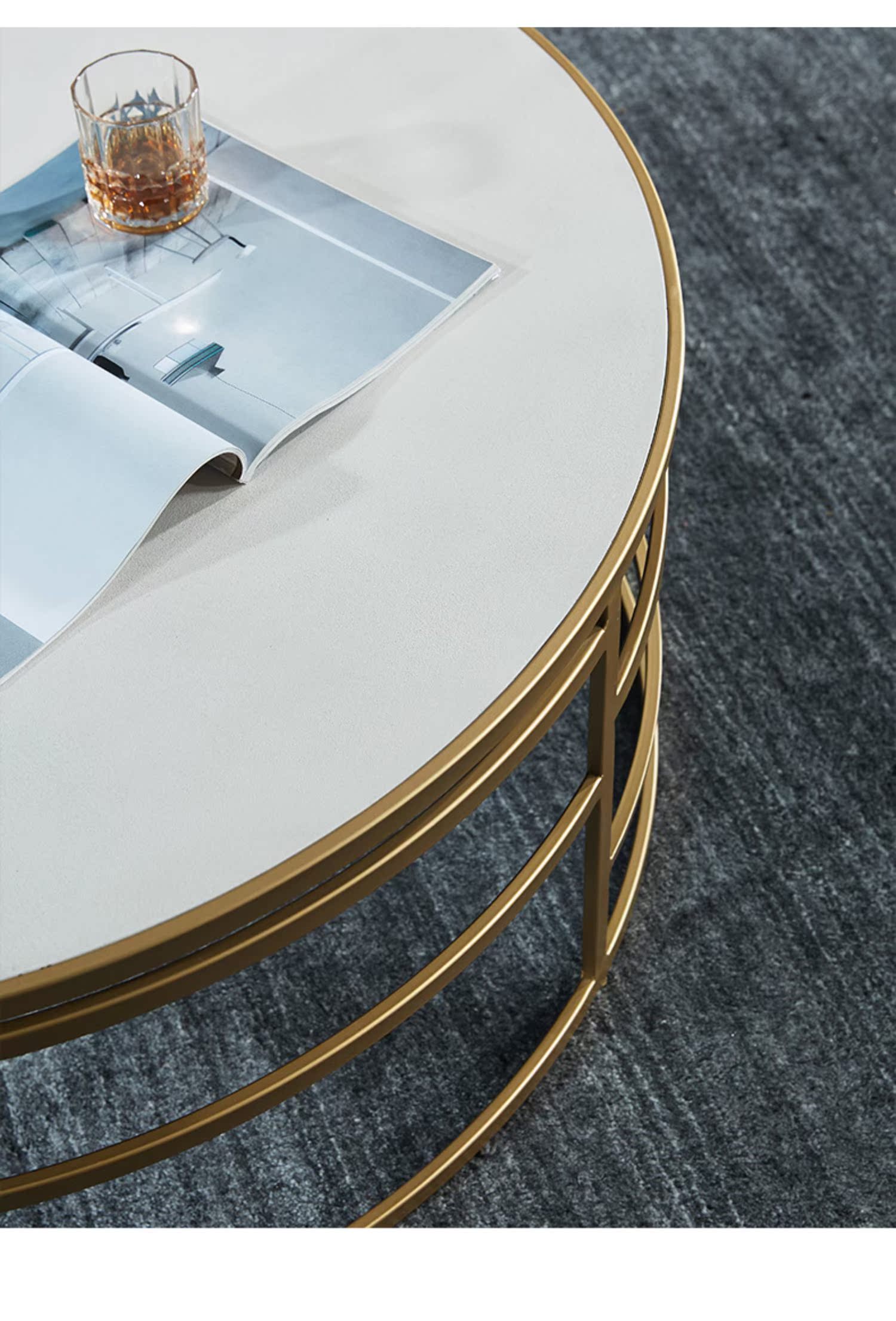 EVITAHOME ánh sáng sang trọng hậu hiện đại Mỹ kết hợp bàn cà phê đơn giản Bàn cà phê tròn châu Âu thiết kế nội thất - Bàn trà bàn uống trà