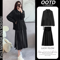 Gestational woman dress early spring slim fit large code small crowdlength sleeves shirt 100 lap a long skirt with a pleasant-style dress with two sets of women