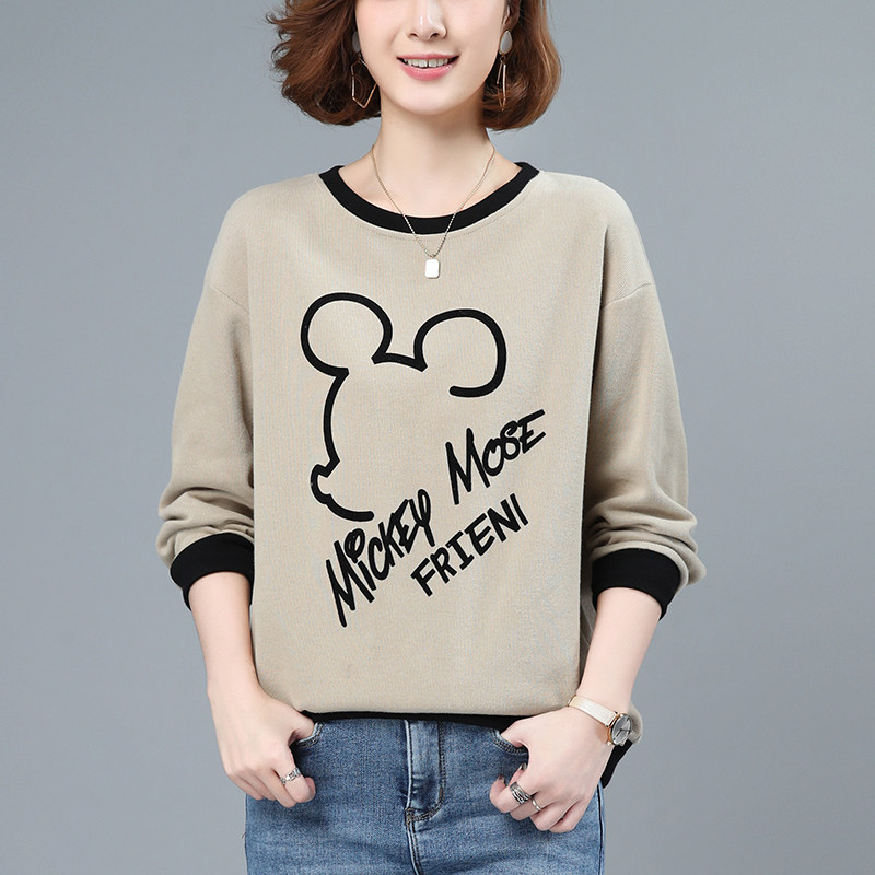 Round neck sweatshirt women's 2022 new Korean version of the fashion loose casual print pullover versatile long-sleeved T-shirt top