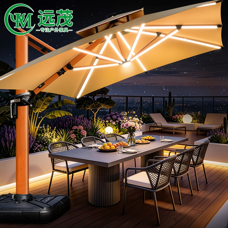 Yuanmao Outdoor Courtyard High-End Wood Grain Roman Umbrella Sunshade Villa Yard Professional Sunshade Solar Sunshade Canopy Yuanmao Outdoor Courtyard High-End Wood Grain Roman Umbrella Sunshade Villa Yard Professional Sunshade Solar Sunshade Canopy