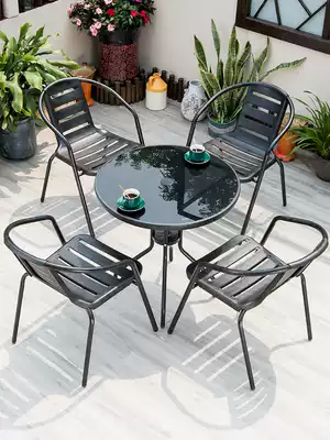 Outdoor table and chair Courtyard three-piece combination leisure balcony small coffee table Garden waterproof sunscreen plastic outdoor table and chair