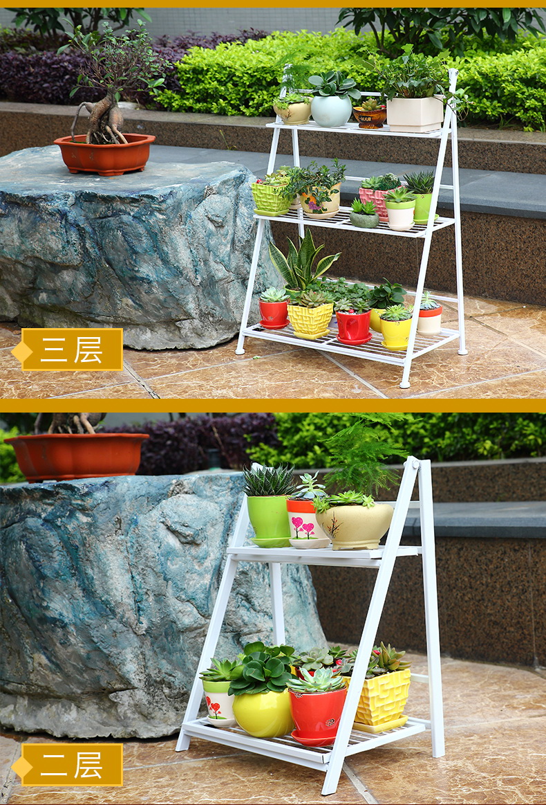 Hoa sắt rèn nhiều tầng hoa ban công lầu bước chậu hoa giá trong nhà và ngoài trời phòng khách cây xanh bonsai kệ hoa - Kệ khung sắt trang trí