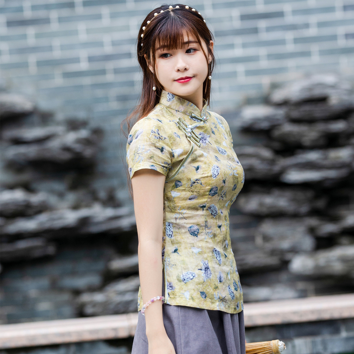 Trung Quốc sườn xám gió áo khoác ngắn tay sửa chữa cây gai dầu tinh khiết thở cơ thể ngắn phong cách của phụ nữ mặc cổ điển Tang quần áo mùa hè hàng ngày