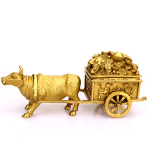 Thick Deed Copper Bull Swing Piece Bronze Money Bull Bronze Bull Pull Car Pendulum Pieces Handicraft Bull Lull Car Living-room Furnishing