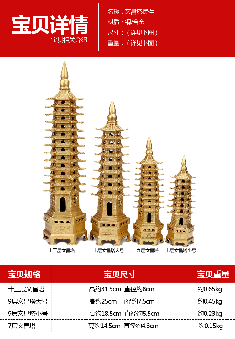 Khai trương hợp kim đồng nguyên chất chín lớp 13 trang trí tháp Wenchang Tầng 9 Tháp Văn Xương trang trí văn phòng trang trí trường học cách trang trí phòng khách nhà vuông