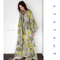 Australian pure original LM ramie loose casual printed dress long skirt