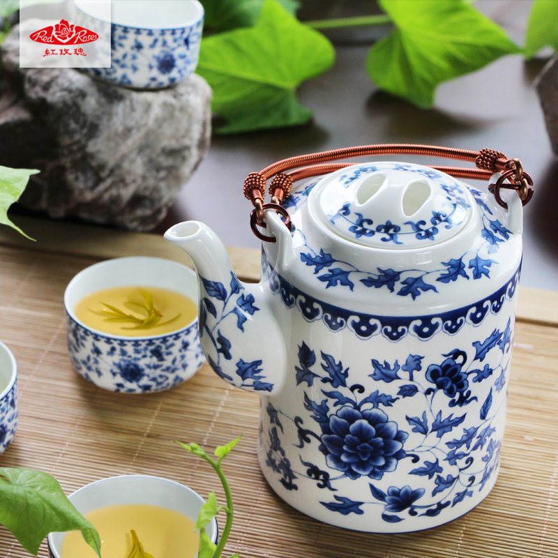 Tang Shanhong rose ipads China kung fu tea exquisite Chinese blue and white porcelain tea set gift tea set gift set