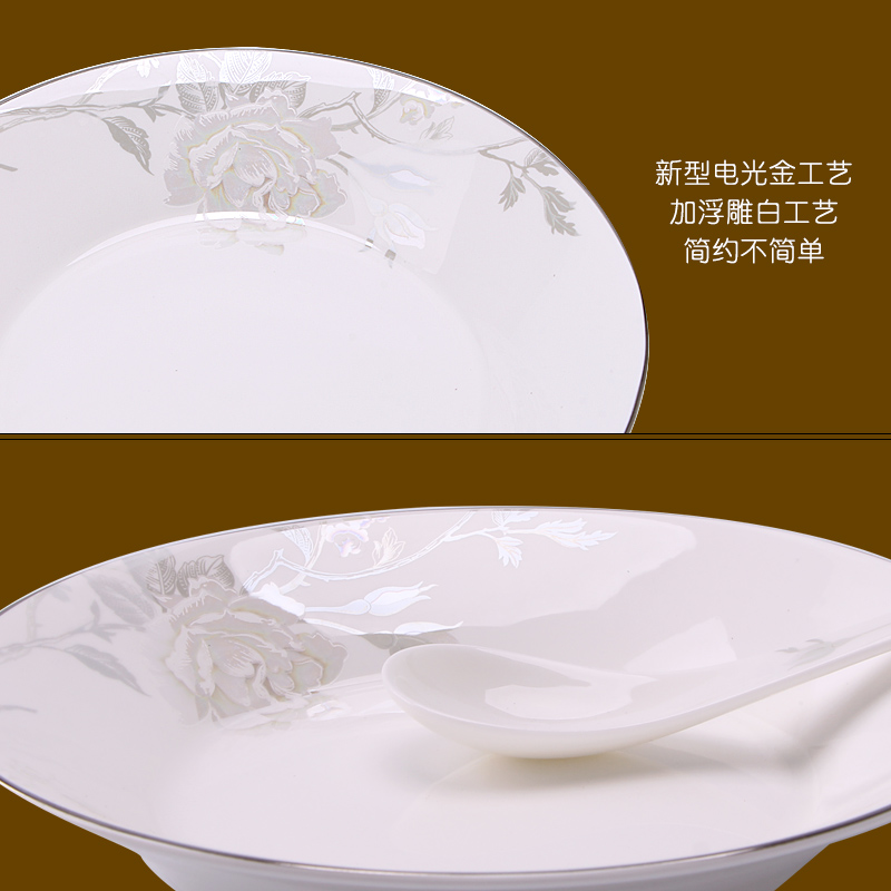 Tangshan ipads bowls disc household utensils red roses ipads China continental ipads porcelain tableware housewarming gift set