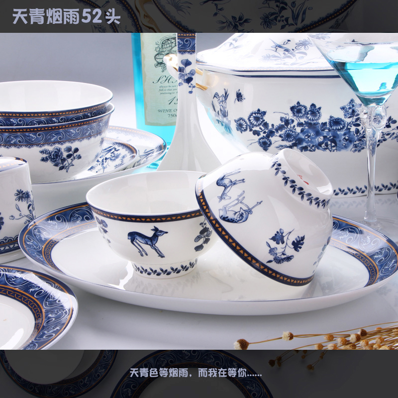 Tang Shanhong rose lead - free ipads China tableware suit household suit combination dishes Chinese dishes blue and white porcelain