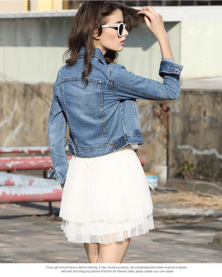 2017 mùa thu mới ngắn ngắn áo khoác dài tay áo khoác denim phiên bản Hàn Quốc của áo khoác nữ triều là áo khoác mỏng hoang dã áo khoác nữ hàn quốc