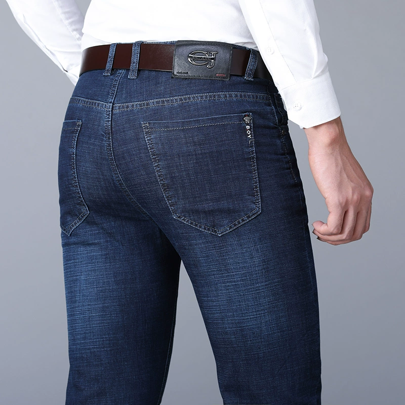 Mùa xuân quần jeans sáng màu nam mùa hè mỏng thẳng quần dài quần nam kinh doanh quần nam căng quần nam - Quần jean