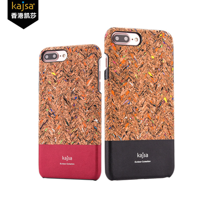 kajsa Outdoor Collection Corkwood Carnival Wood Pattern PU Leather Hard Case Cover for Apple iPhone 7 Plus
