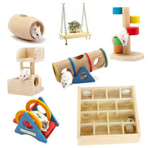 Hamster Woody Toy Bell-Bell Autumn Thousands Wood Nest Gold Silk Bear Large Platform Stilts Double Wooden Houses