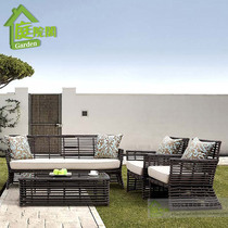 Outdoor rattan sofa furniture Balcony courtyard patio garden rattan sofa chair leisure rattan sofa combination