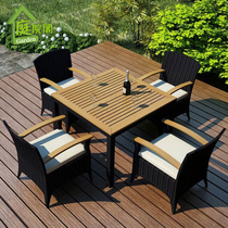 Outdoor furniture Balcony table and chair combination Leisure rattan chair coffee table set cafe courtyard creative rattan table and chair
