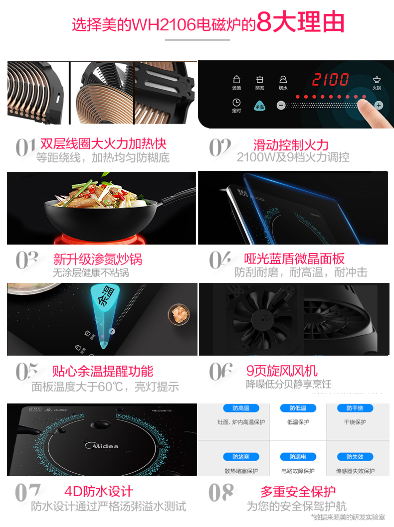 bếp từ canzy cz 08i Midea / Midea C21-WH2106 Bếp điện từ cảm ứng Lò dùng pin thông minh Ưu đãi đặc biệt dành cho sinh viên chính hãng Mini bếp nhập khẩu 247