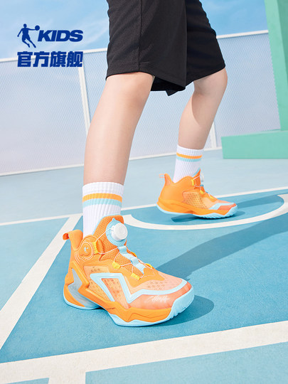 乔丹男童篮球鞋网面透气2026夏季新款小学生旋钮扣战靴儿童运动鞋