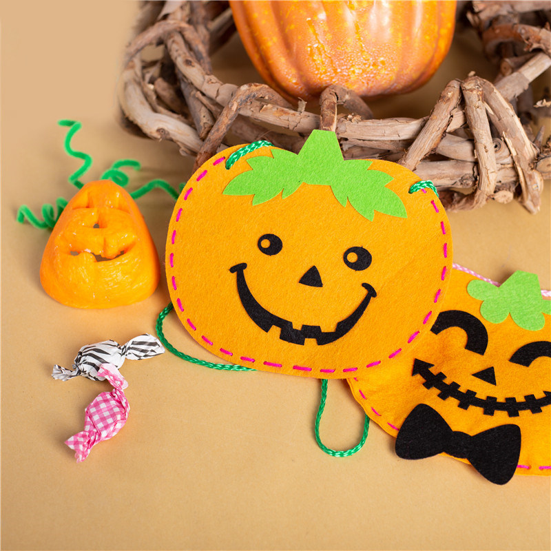 Xibao Halloween non-woven pumpkin backpack children's handmade diy sewing material bag sugar bag clothing accessories