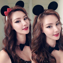 Xibao Christmas Mickey Minnie headband Bow tie Tail three-piece set Hair accessories Hair band Childrens Adult performance accessories