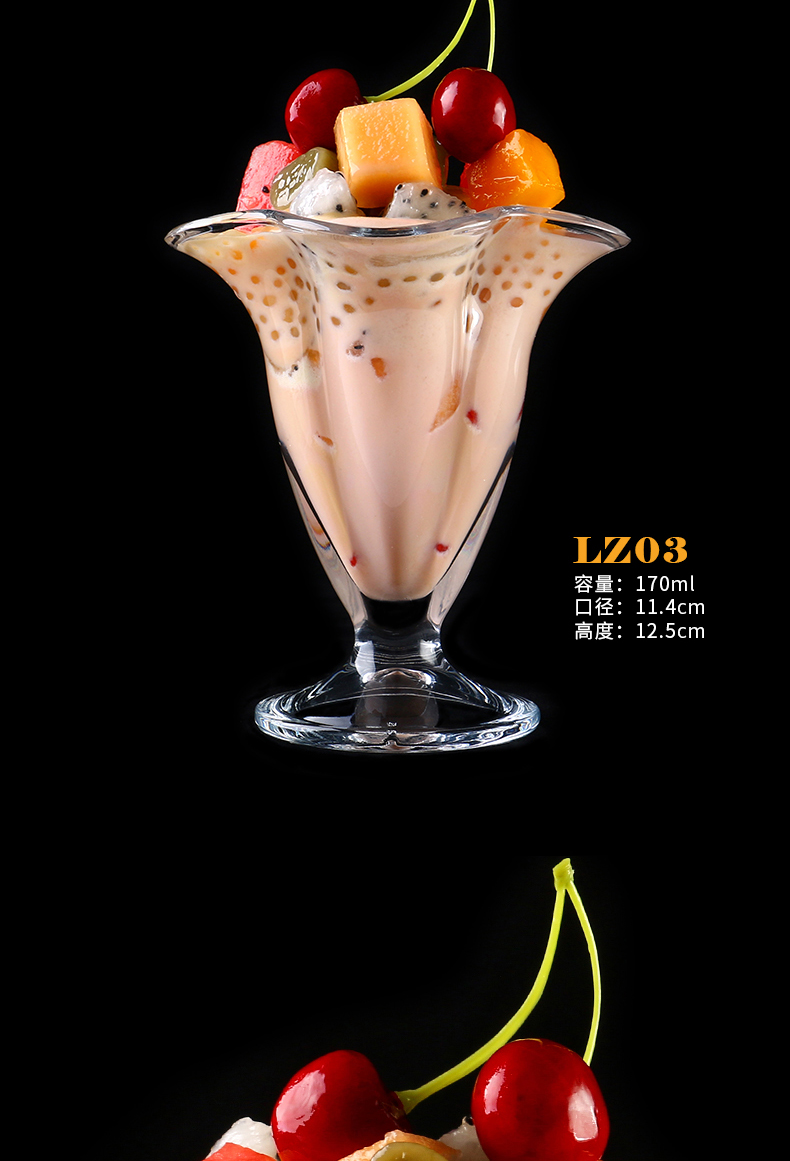 Sáng tạo Ice Cream Cup Chì Cốc Thủy Tinh Nước Trái Cây Tráng Miệng Cup bát Salad Lạnh Uống Ice Cream Smoothie Cup Cốc Milkshake